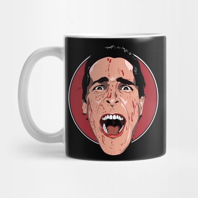 American Psycho Bloody Face Cartoon by zdburrage